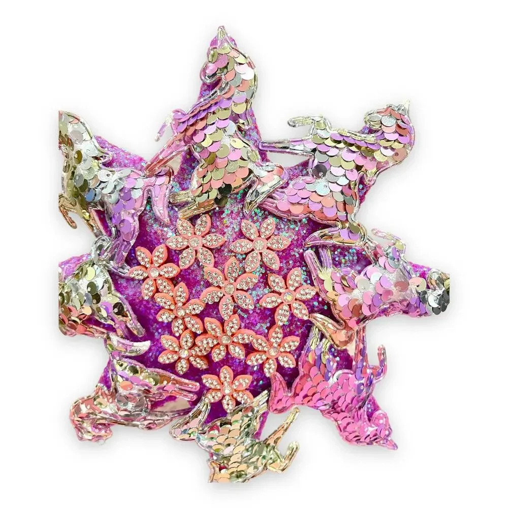 Unicorn Pink Glitter Christmas Star Tree Topper